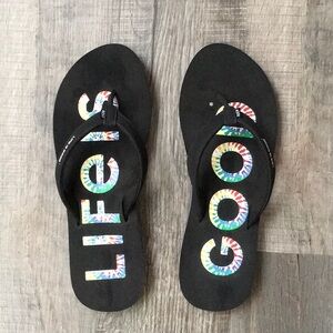 Reef Black Life is Good flip flops